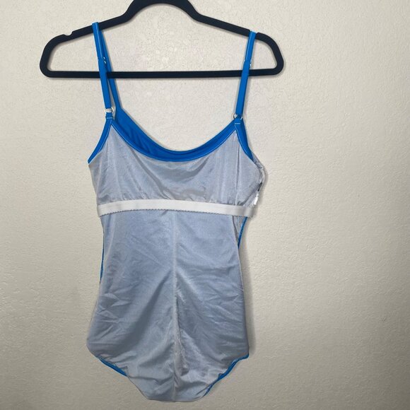 Maxine of Hollywood One-Piece Swimsuit Womens 16? Blue Two Tiered Beach Resort C - Picture 4 of 9